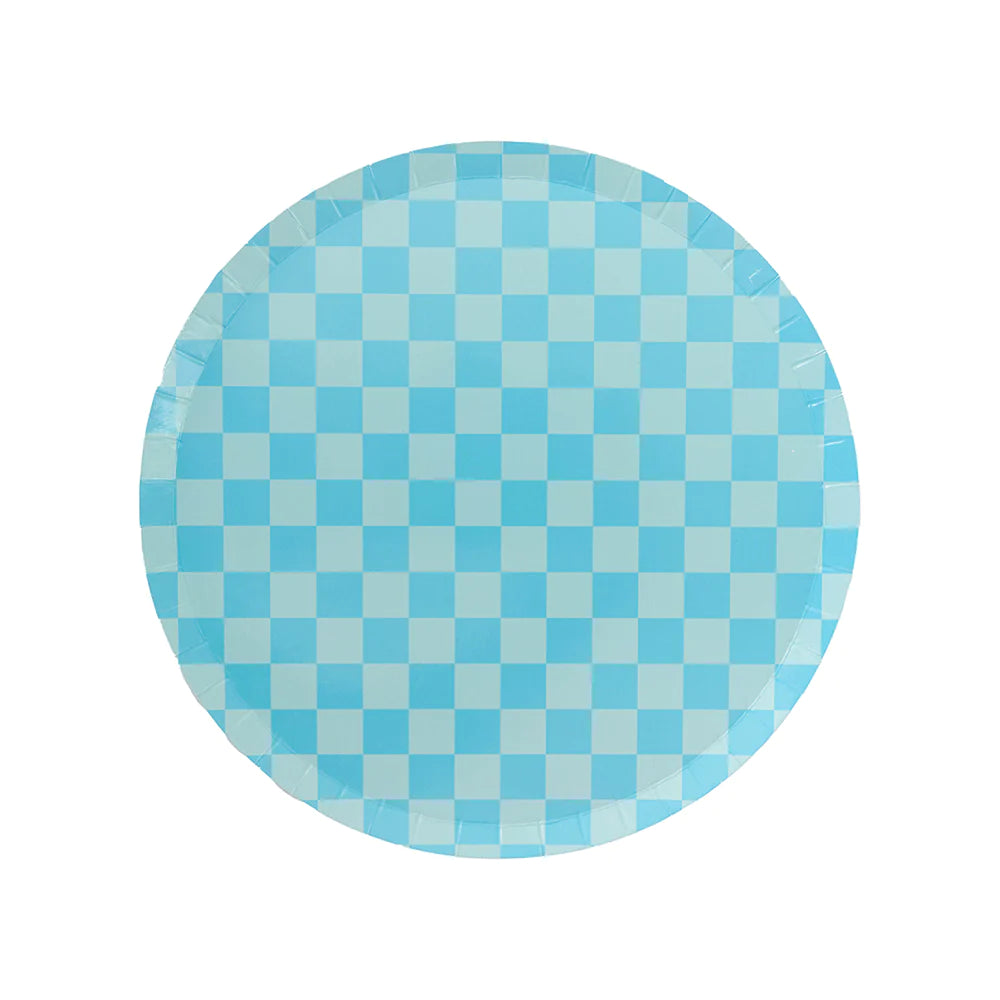 Jollity & Co. Check It Blue Small Dessert Plates