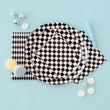 Load image into Gallery viewer, Jollity &amp; Co. Check It Black &amp; White Small Dessert Plates
