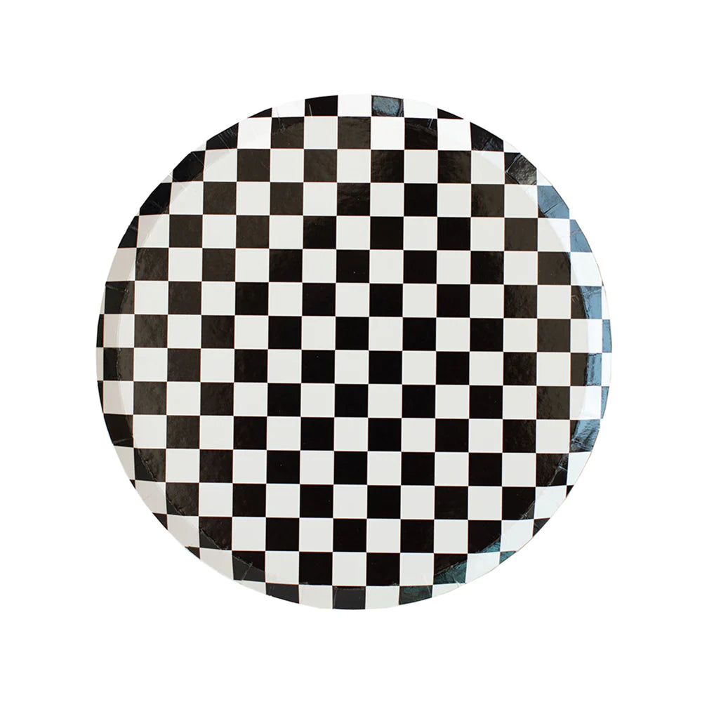 Jollity & Co. Check It Black & White Small Dessert Plates